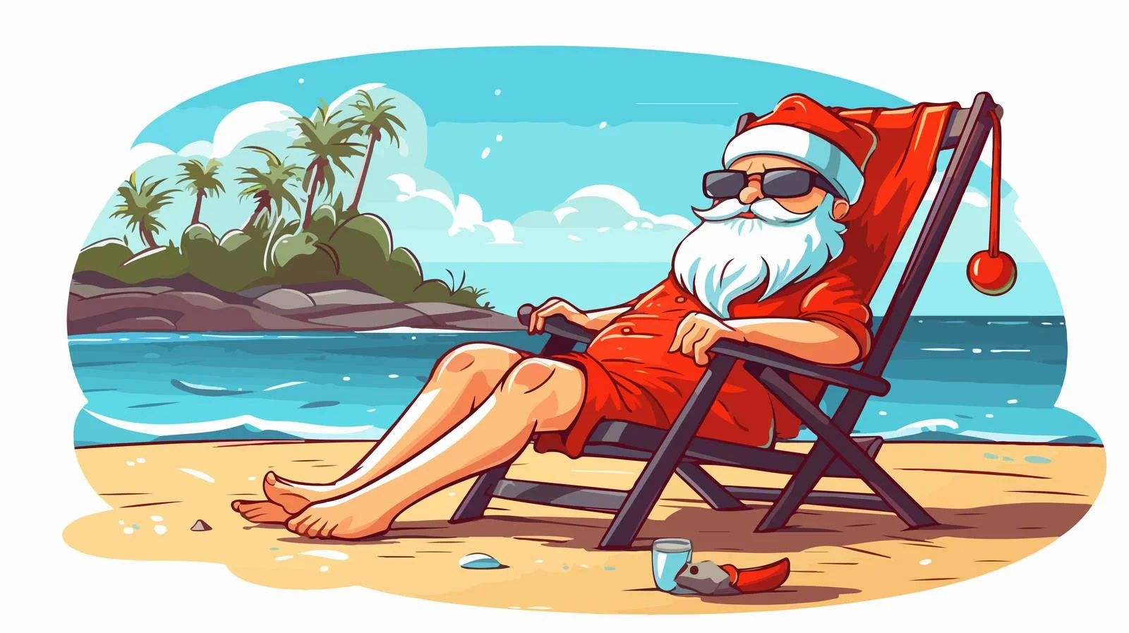 Santa Claus Sunbathing Vector Illustration — free download from Dotvec