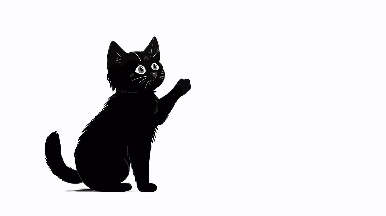 Friendly Black Cat Vector Silhouette Waving — free download from Dotvec