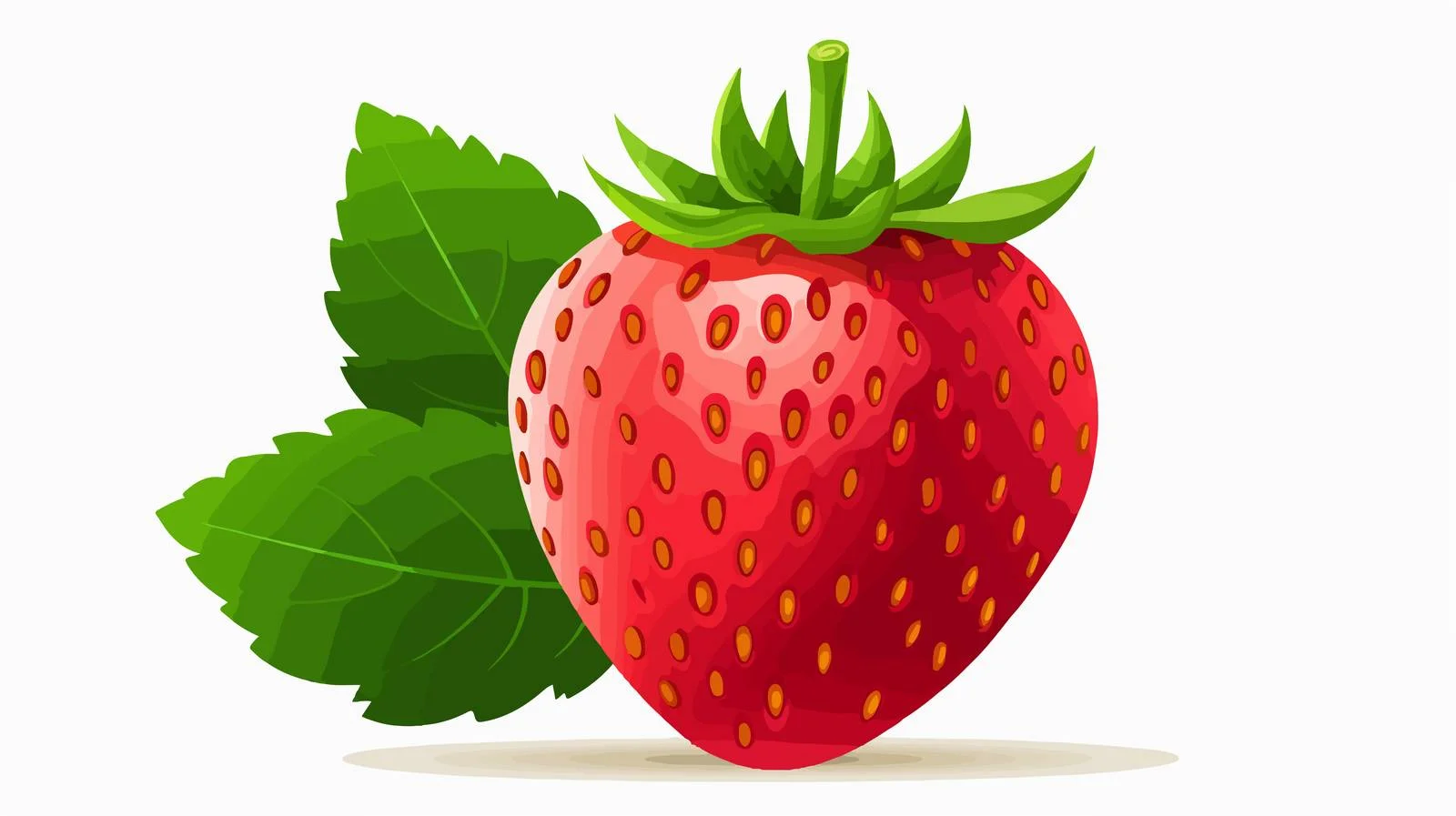 Illustration: Strawberry with Green Leaves — free download from Dotvec