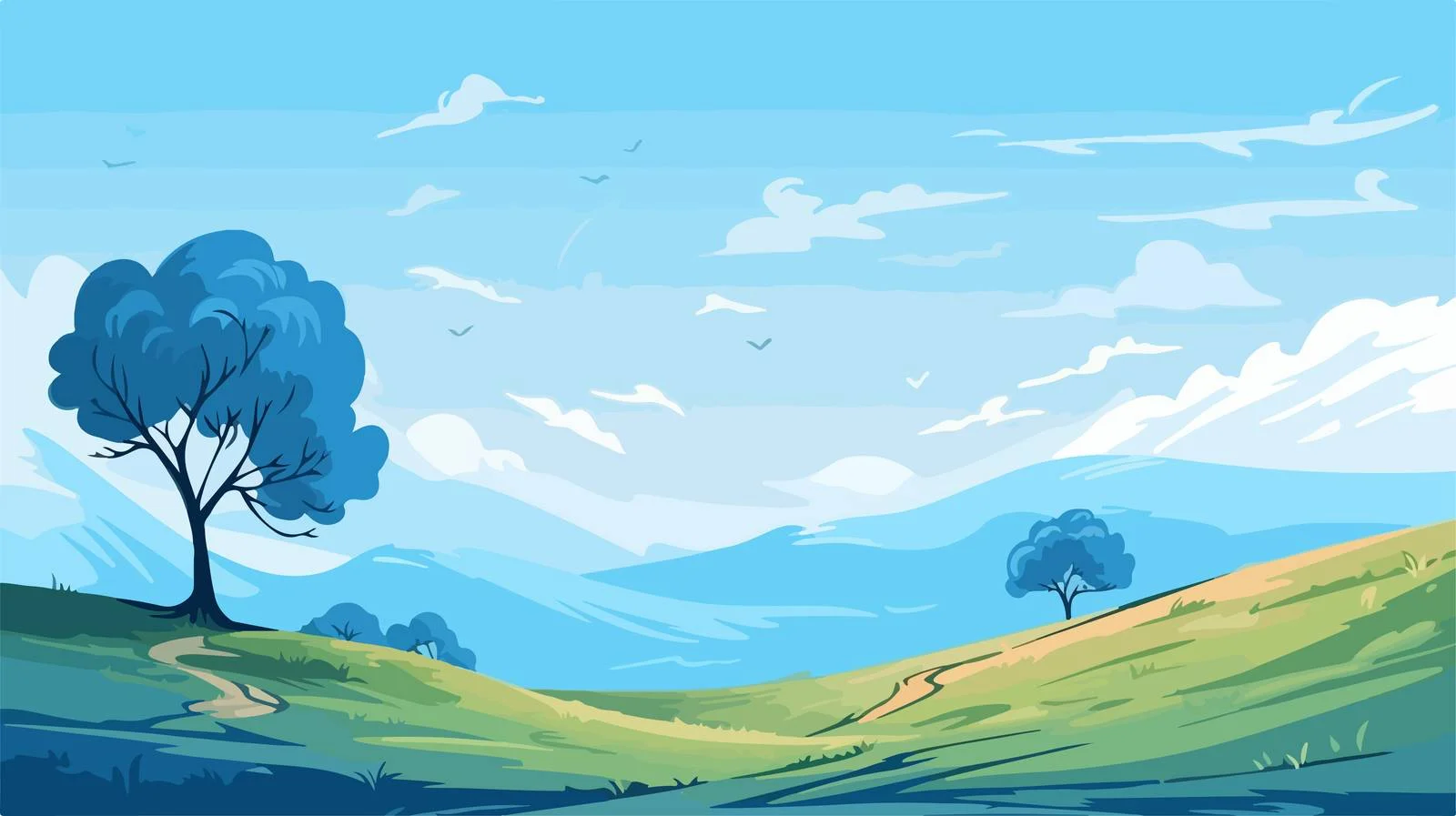 Scenic Hill Landscape Vector Illustration — free download from Dotvec