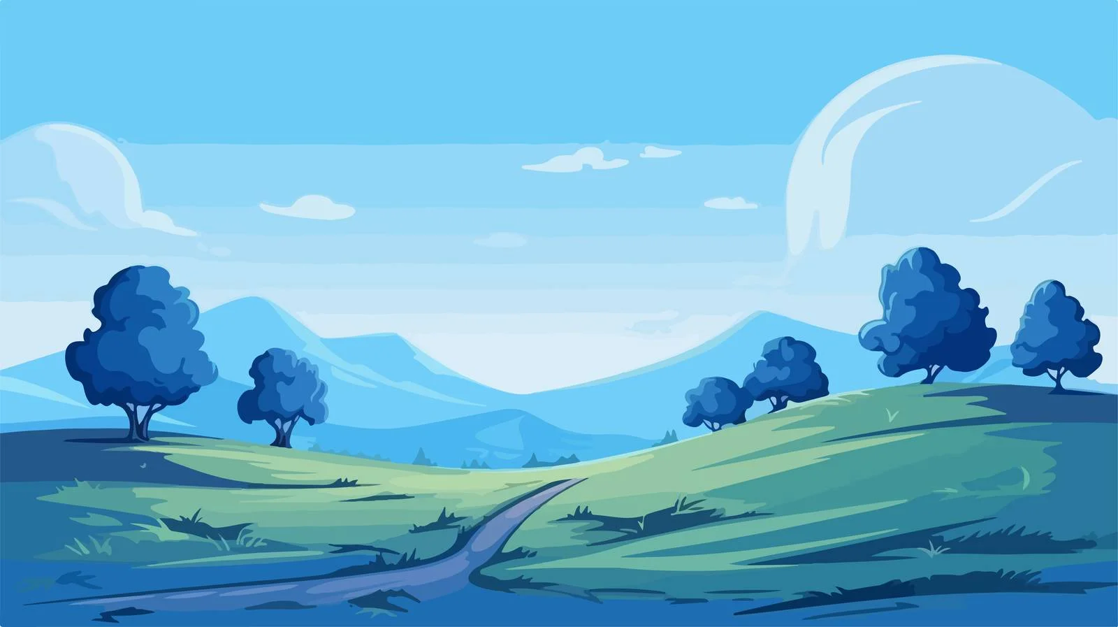 Peaceful Hillside Landscape Vector Illustration — free download from Dotvec