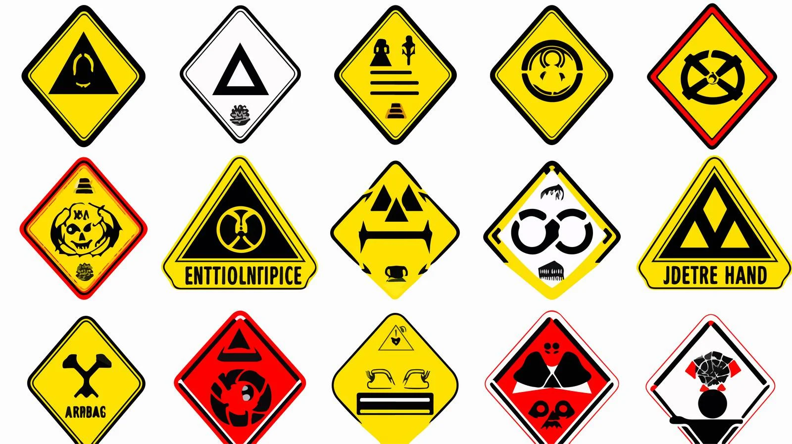 Hazard Warning Signs Collection on White Background — free download from Dotvec