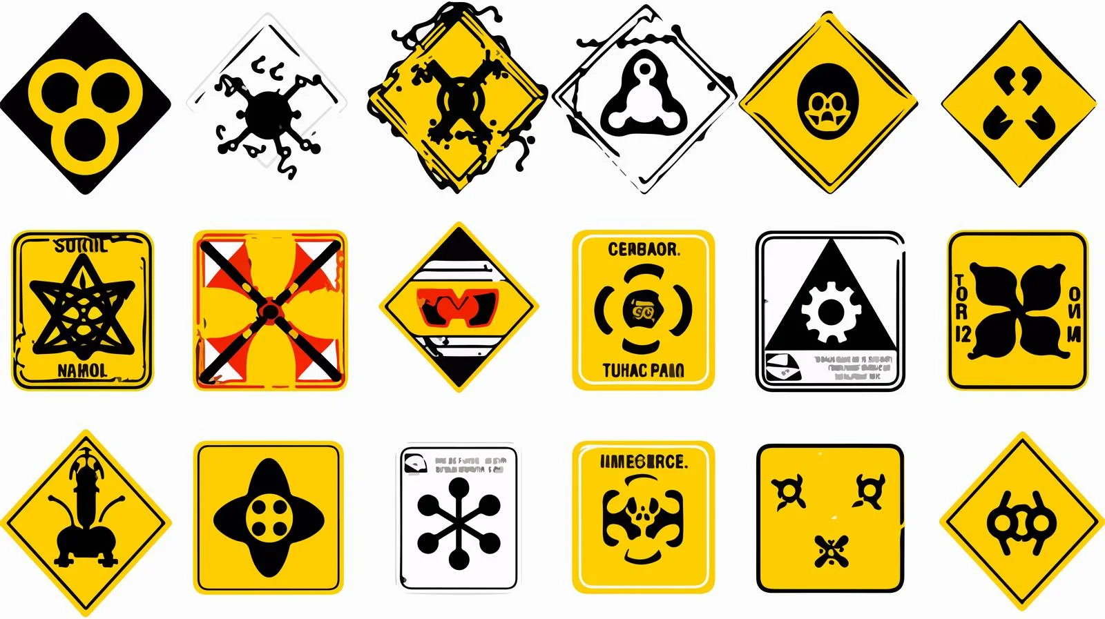 Hazard Signs on White Background — free download from Dotvec