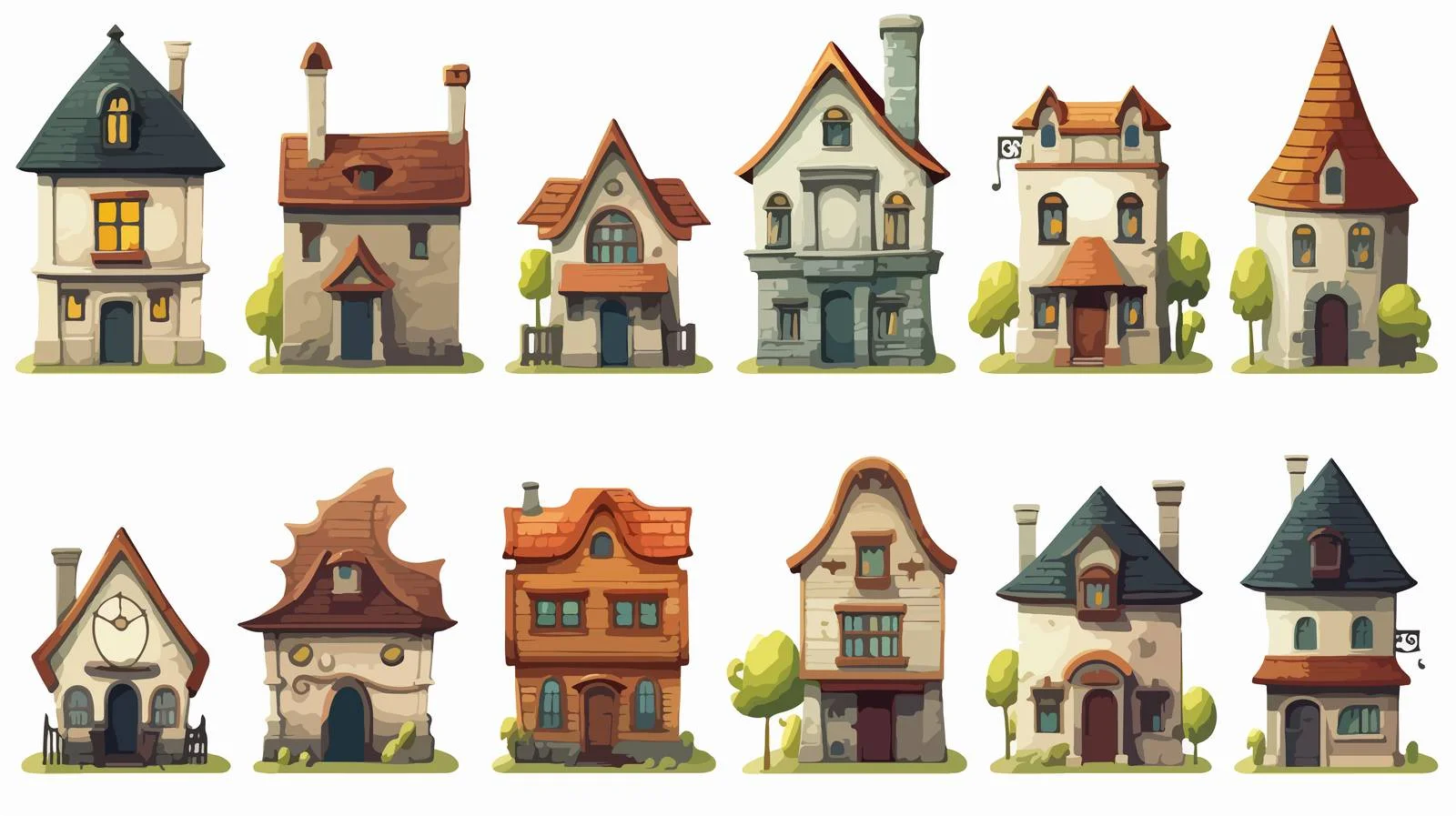 Assorted House Vector Illustration Set — free download from Dotvec