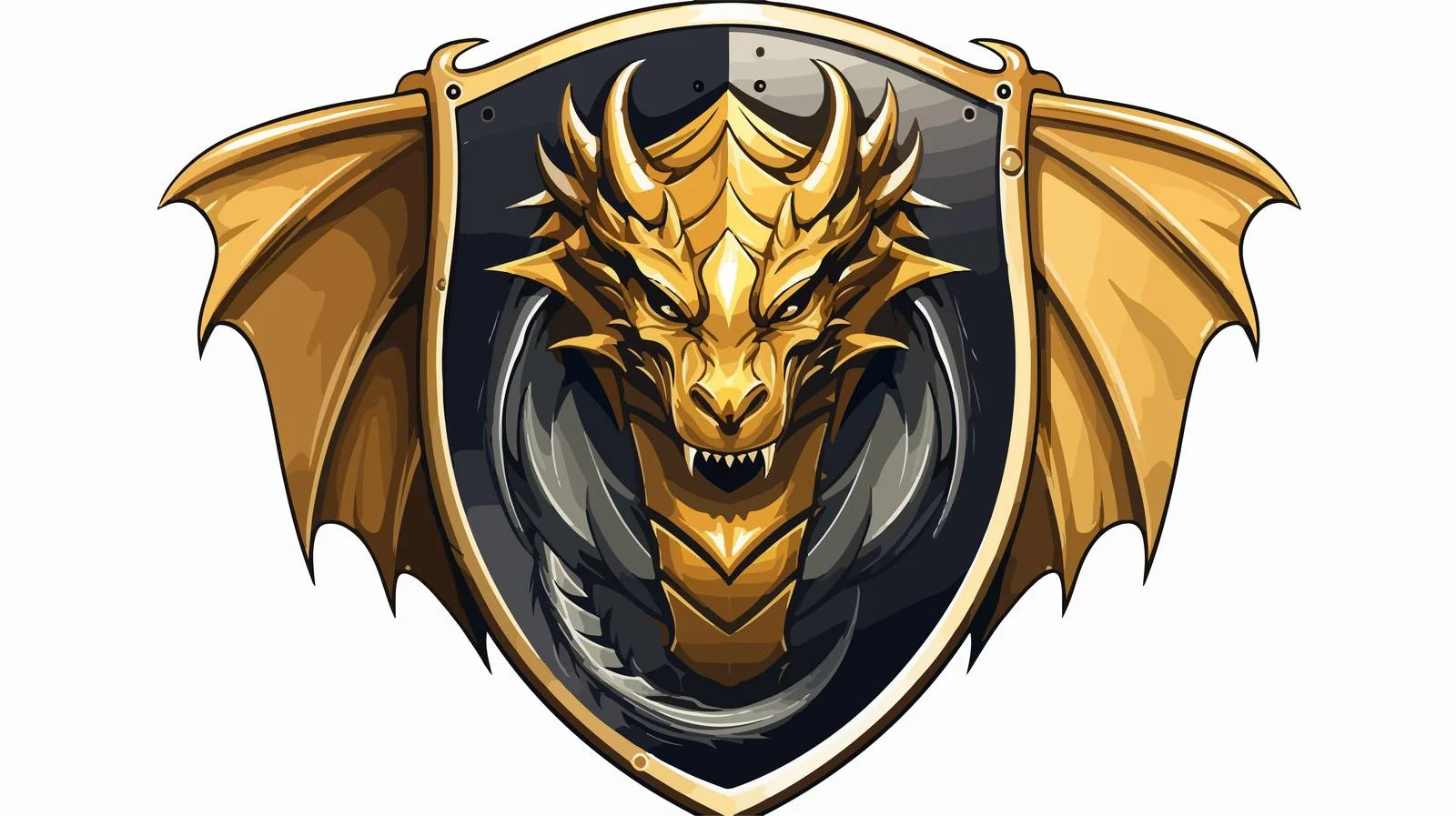 Heraldic Shield with Dragon Cartoo Vector — free download from Dotvec