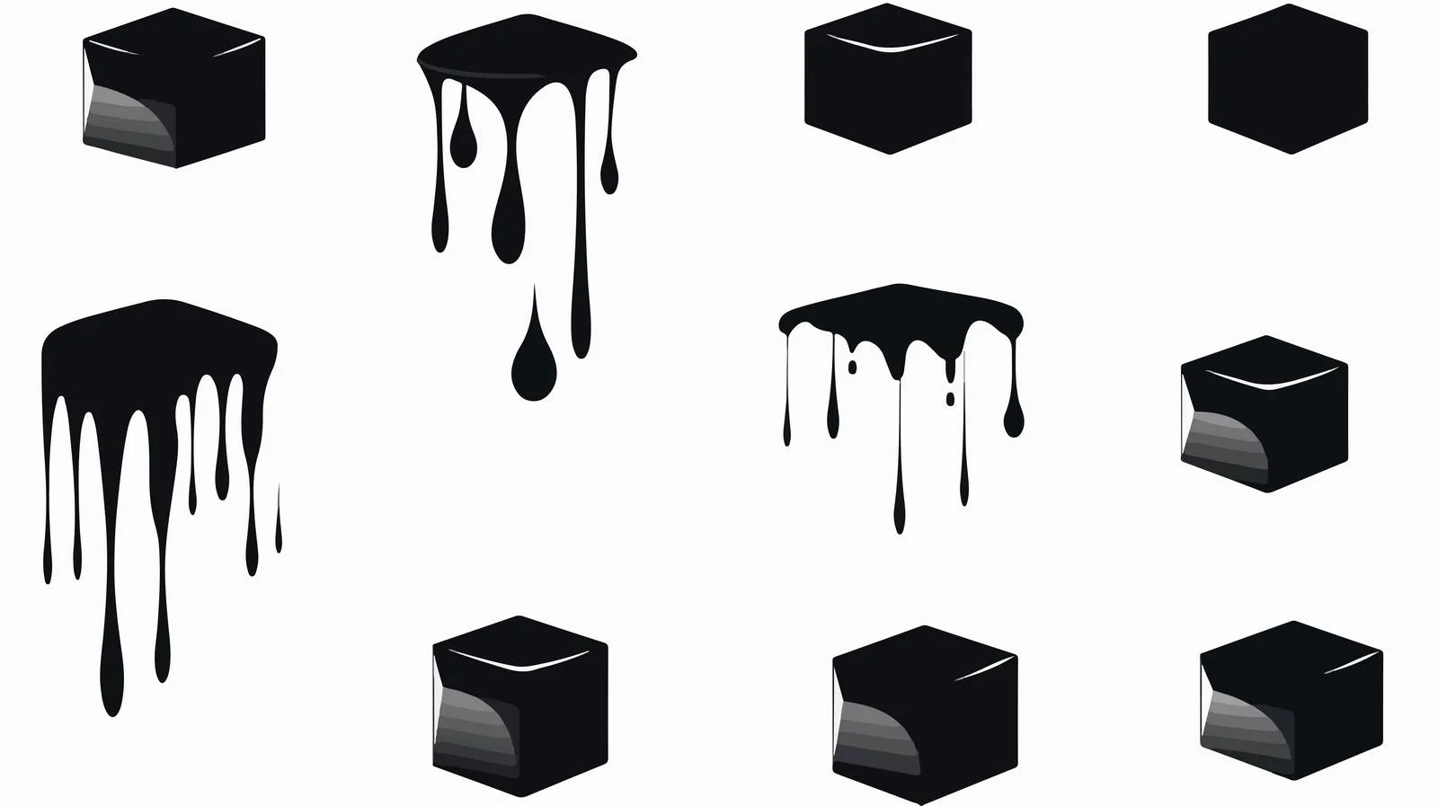 Abstract Liquid Shadows Composition with Black Cube — free download from Dotvec