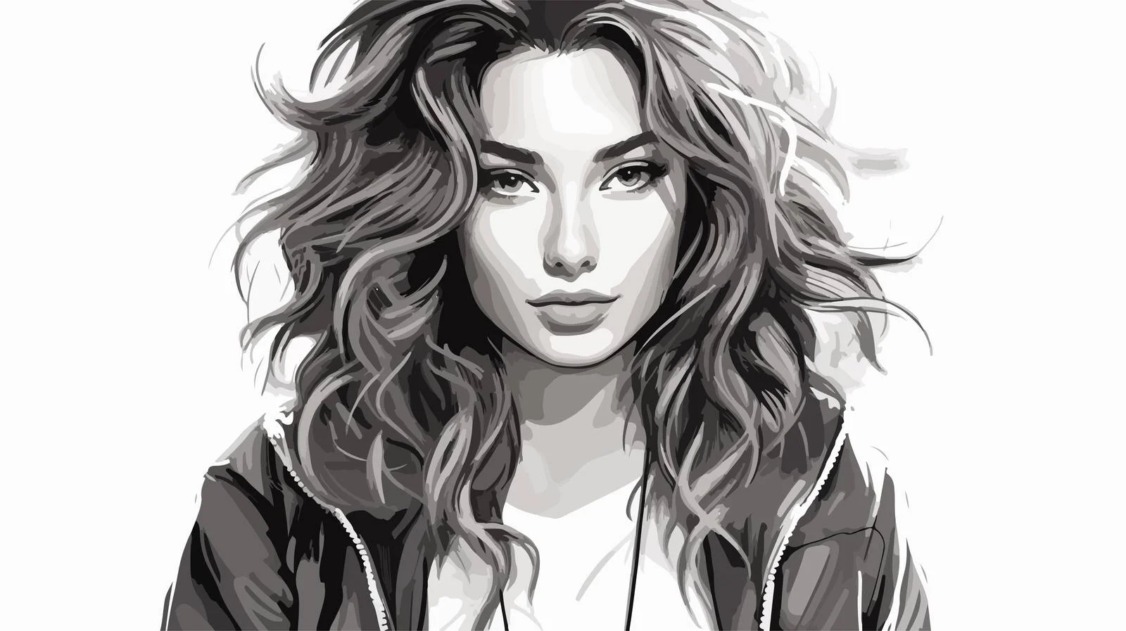 Fashionable Young Woman Vector Portrait — free download from Dotvec