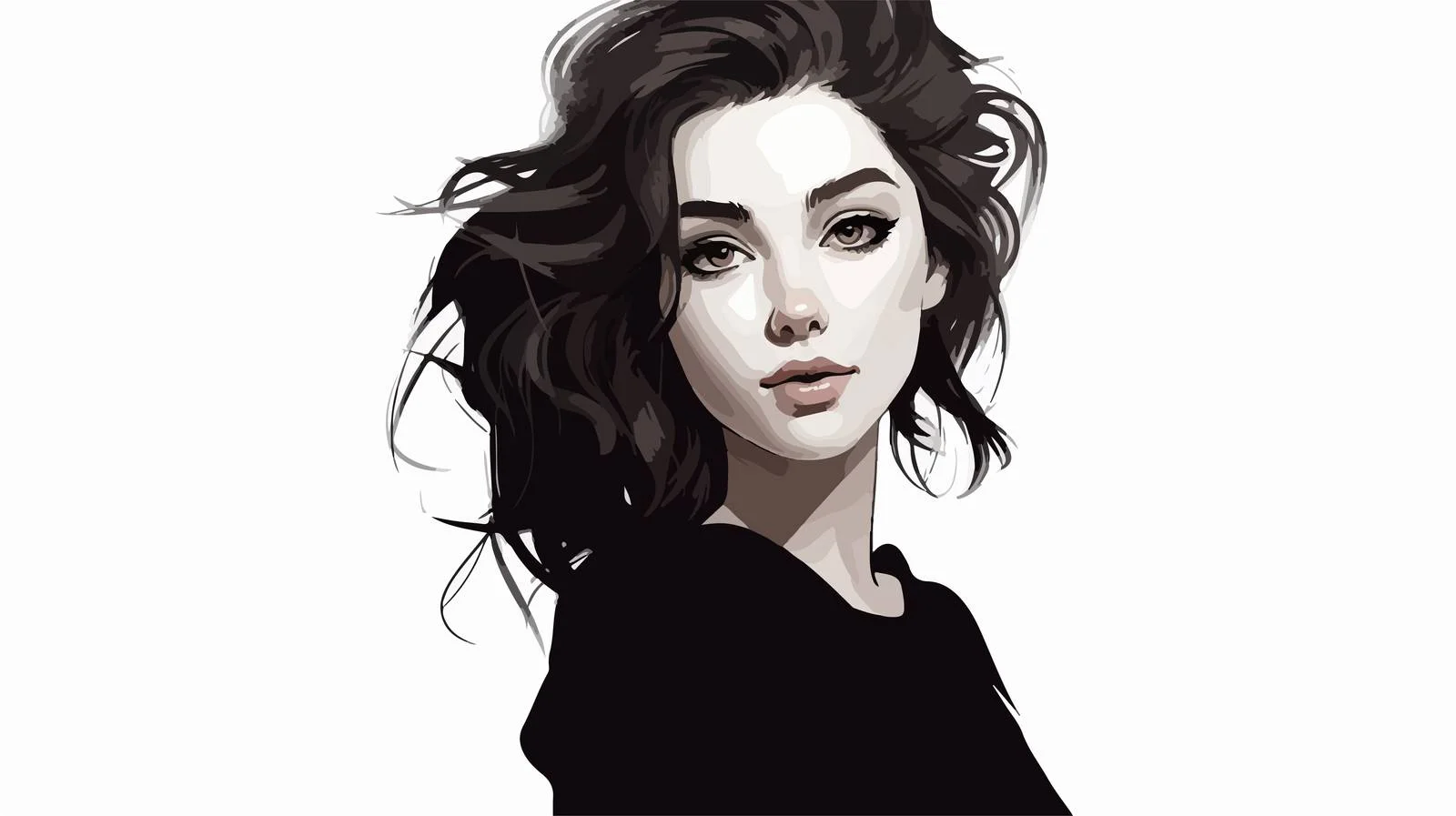 Fashionable Young Woman Vector Portrait — free download from Dotvec
