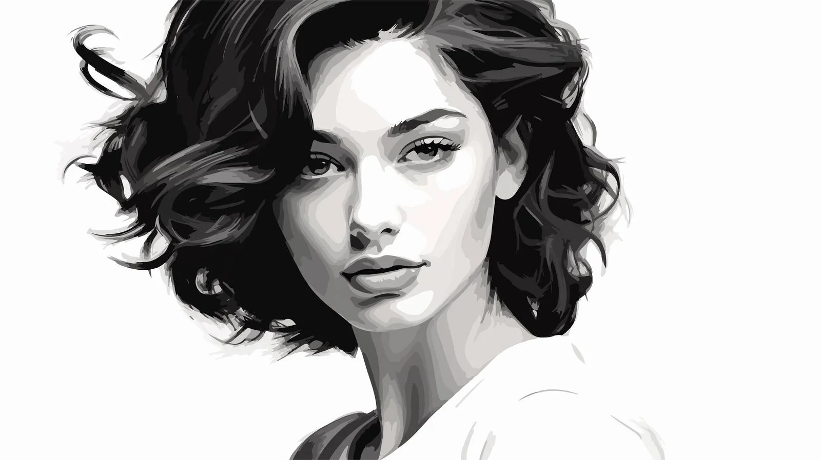Fashionable Young Woman Vector Portrait — free download from Dotvec