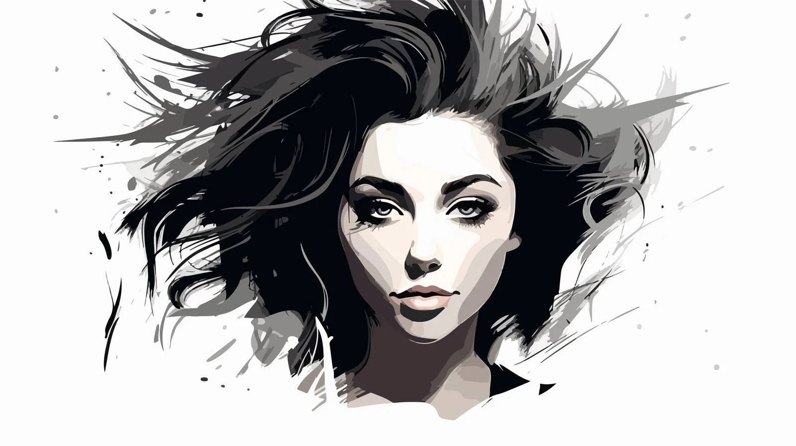 Fashionable Young Woman Vector Portrait — free download from Dotvec