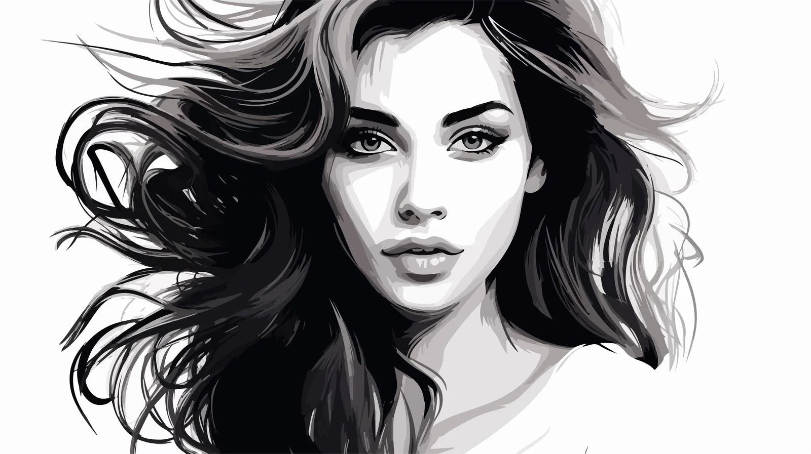 Fashionable Young Woman Vector Portrait — free download from Dotvec