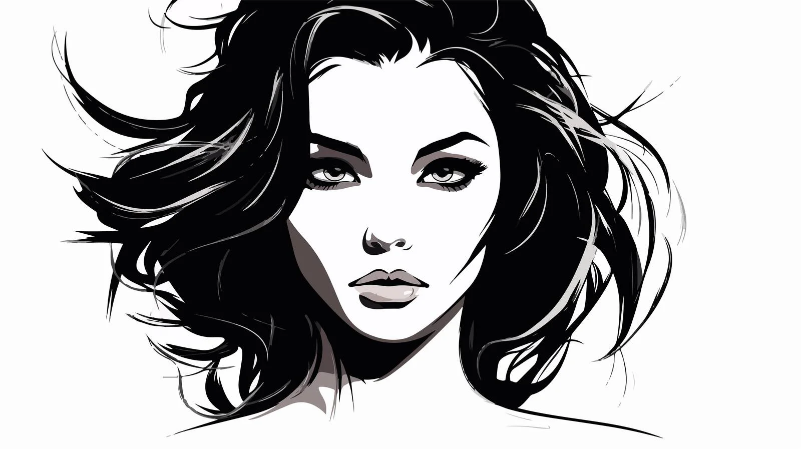 Fashionable Young Woman Vector Portrait — free download from Dotvec