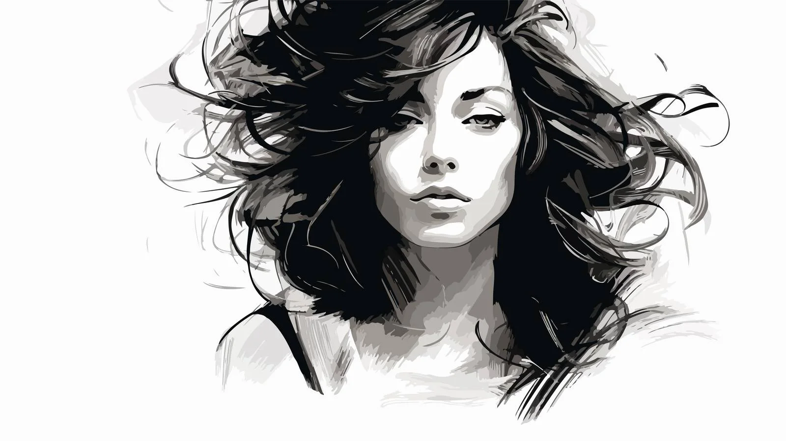 Fashionable Young Woman Vector Portrait — free download from Dotvec