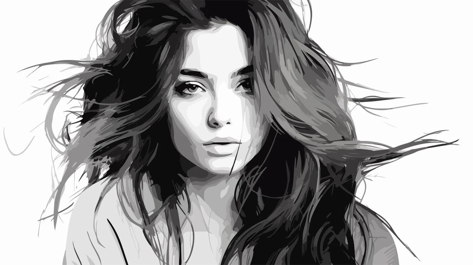 Fashionable Young Woman Vector Portrait — free download from Dotvec