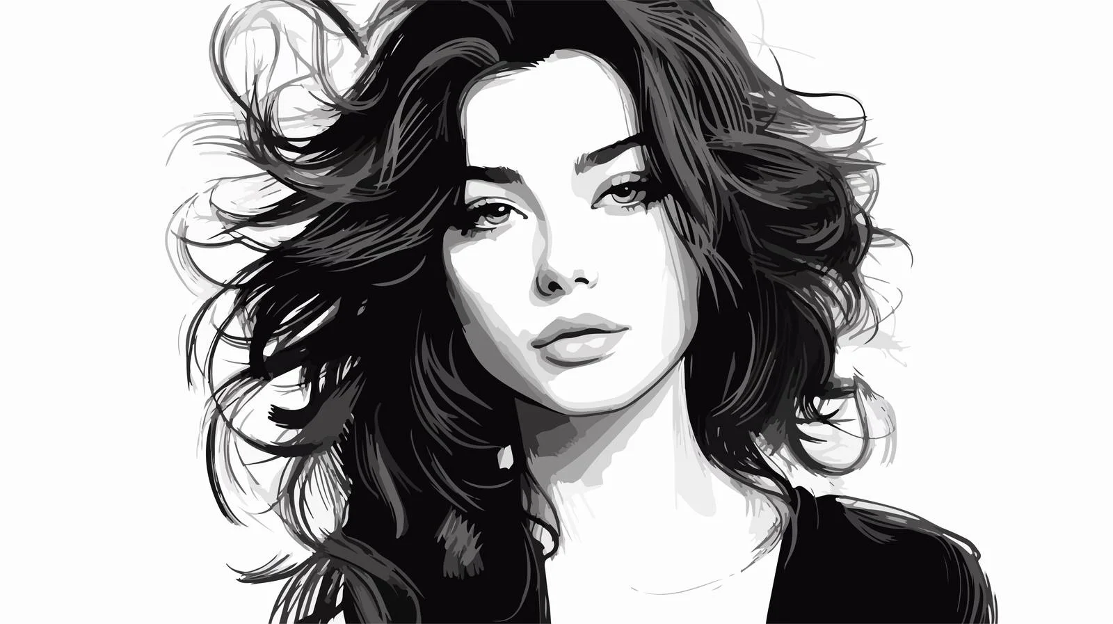 Fashionable Young Woman Vector Portrait — free download from Dotvec
