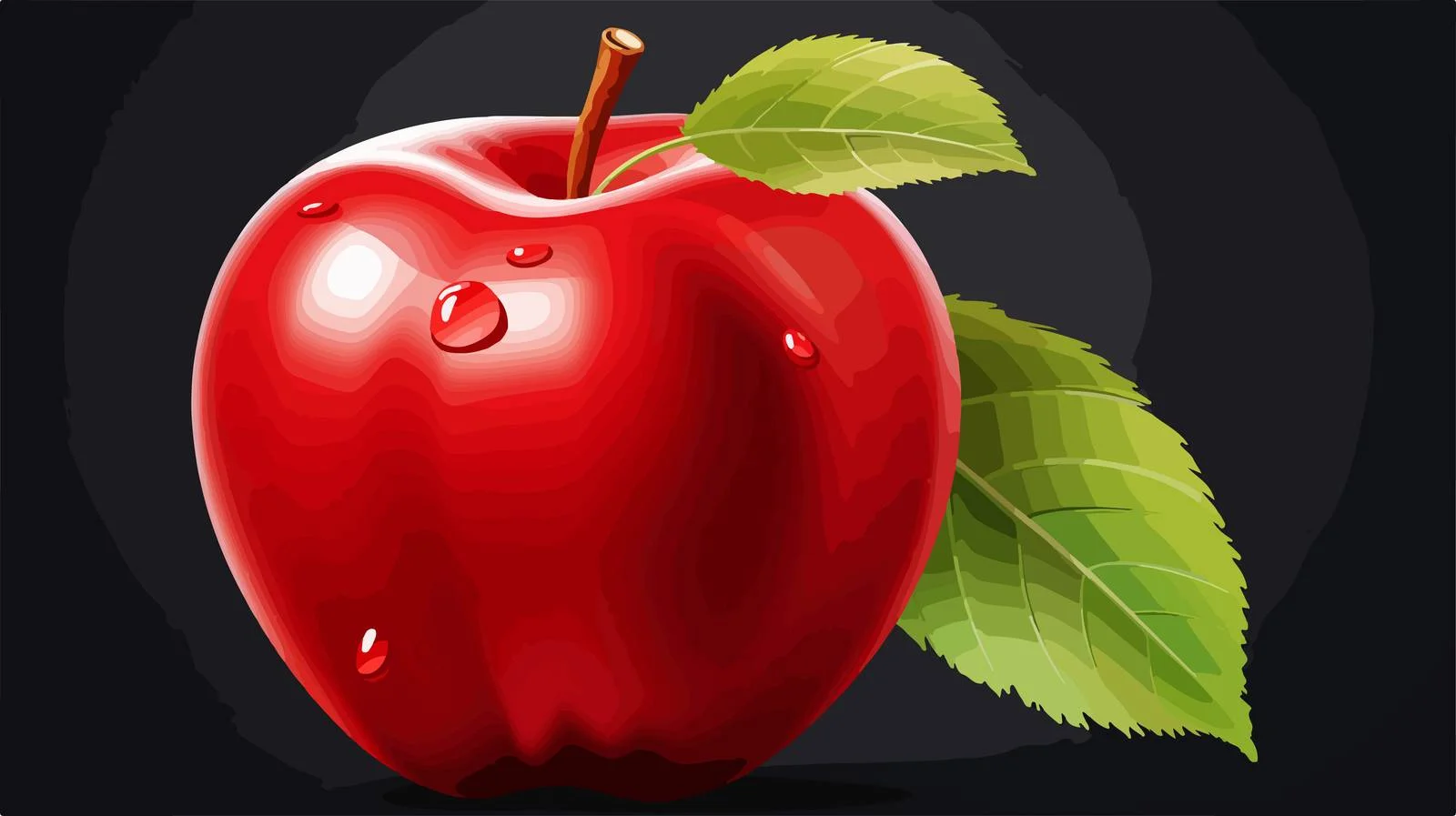 Red Apple with Green Leaves Vector — free download from Dotvec