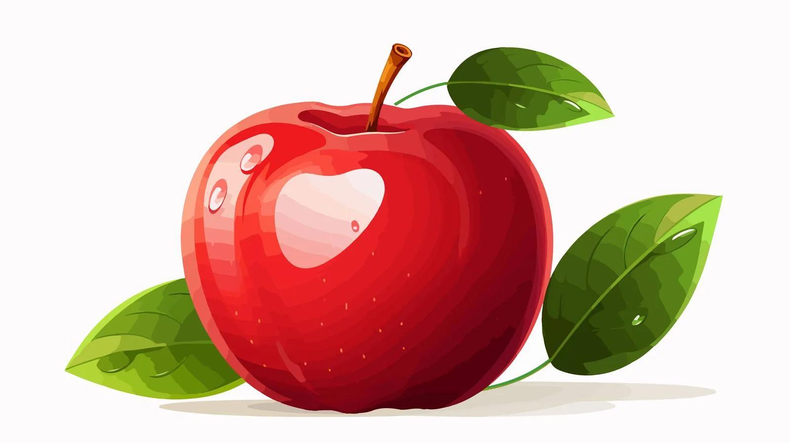 Premium Red Apple with Green Leaves — free download from Dotvec