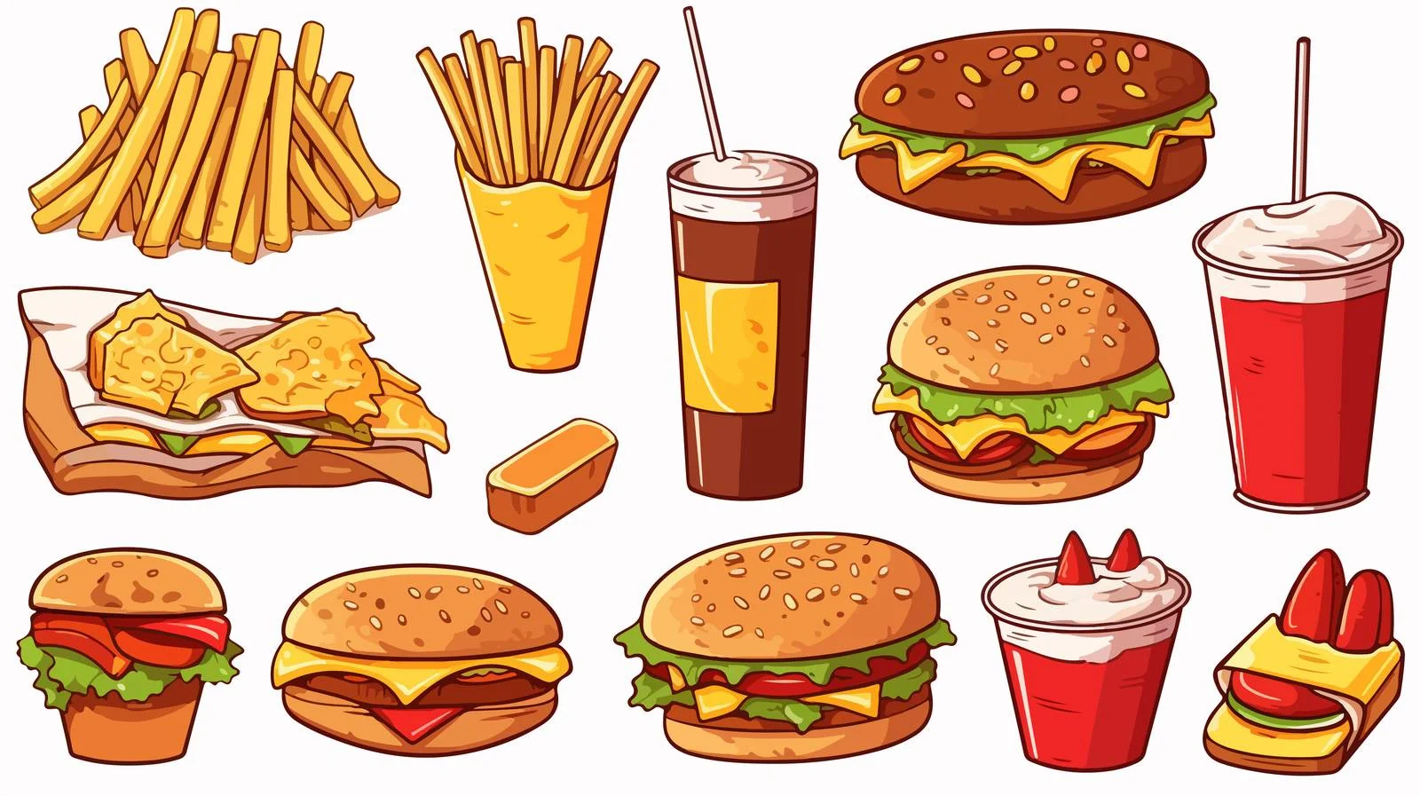 Fast Food Vector Illustration Set — free download from Dotvec