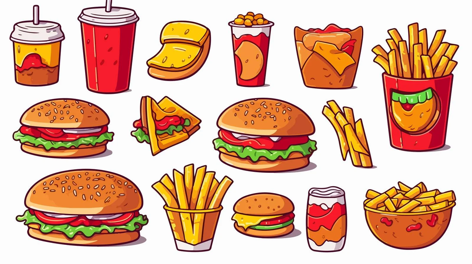 Fast Food Vector Illustration Set — free download from Dotvec
