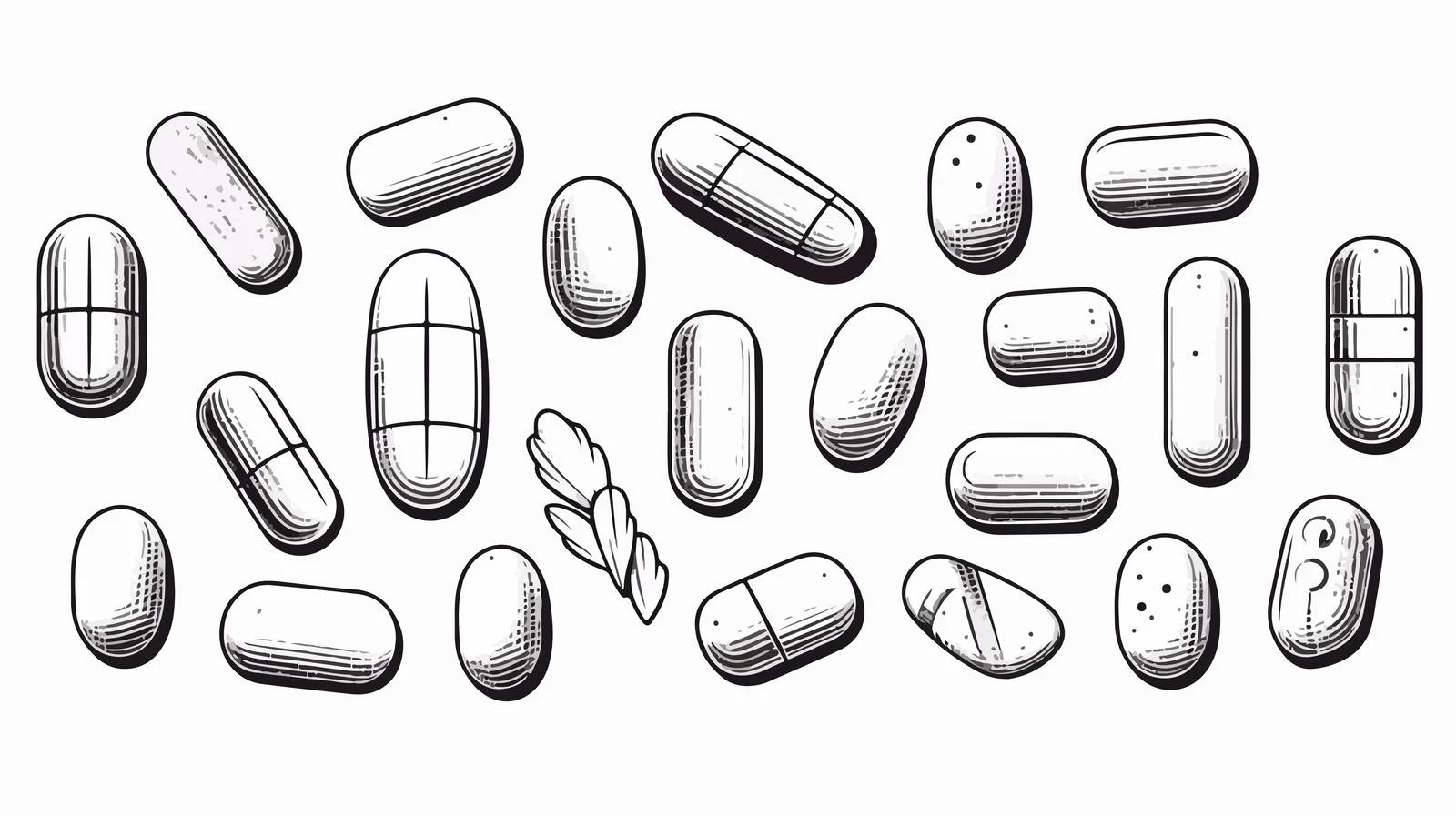 Hand-Drawn Pills Set — free download from Dotvec