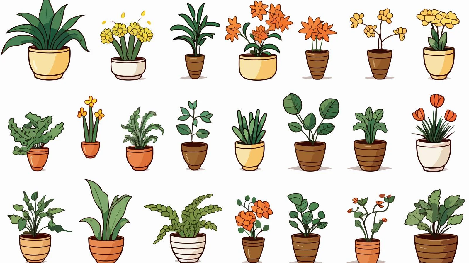 House Plants and Flowers in Pots — free download from Dotvec