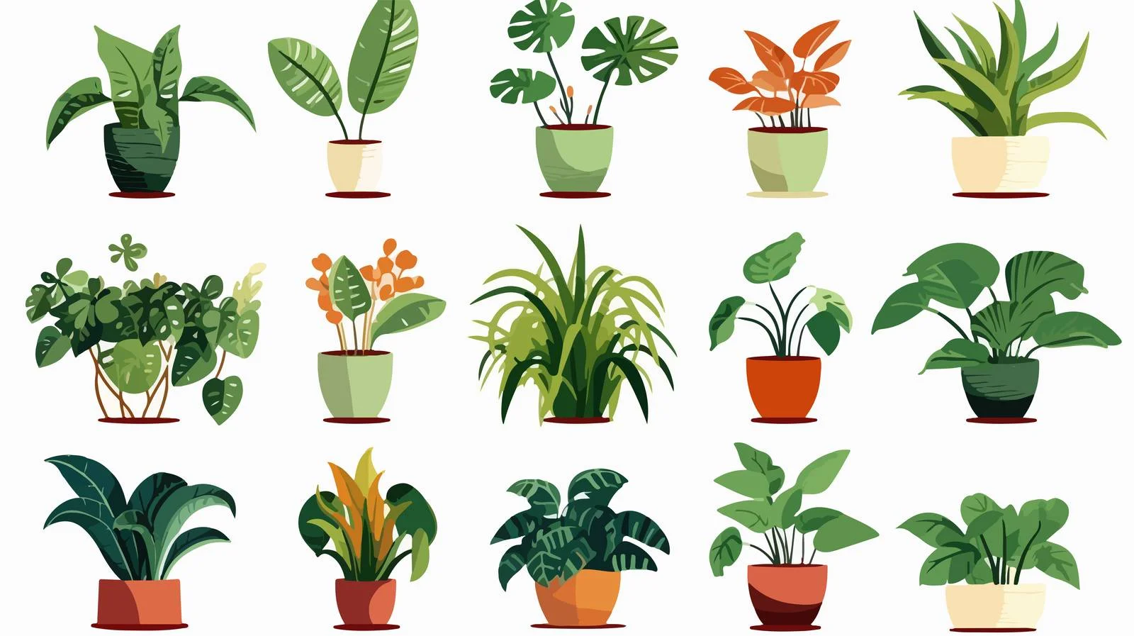 House Plants Sketches Set on White — free download from Dotvec
