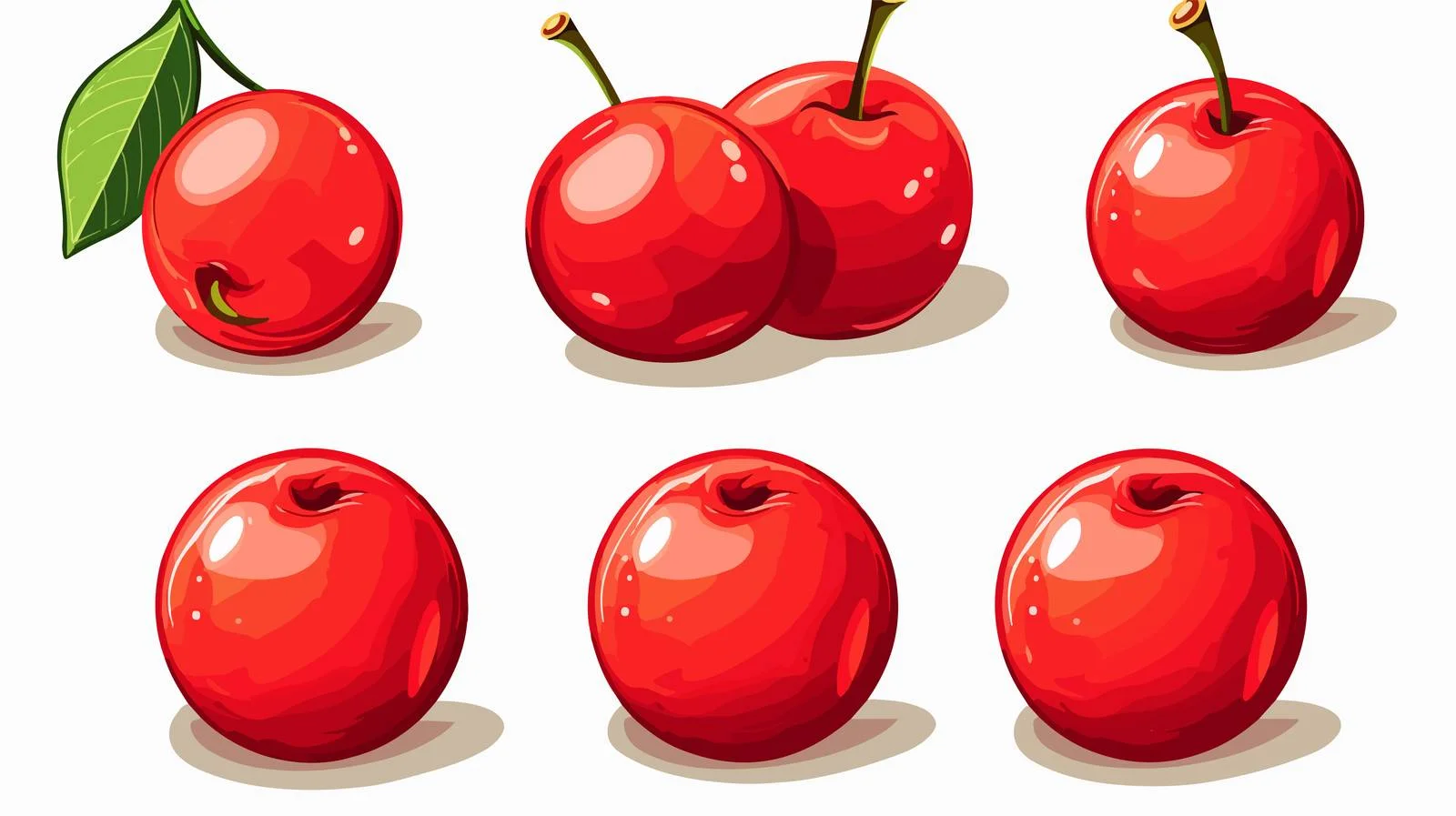 Bright Red Cherries Vector Illustration — free download from Dotvec