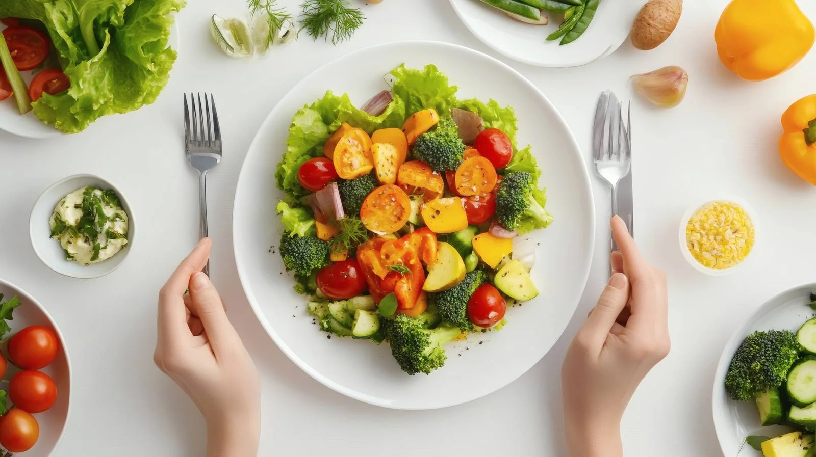 Elegant Vegan Dinner Setting on White Background — free download from Dotvec