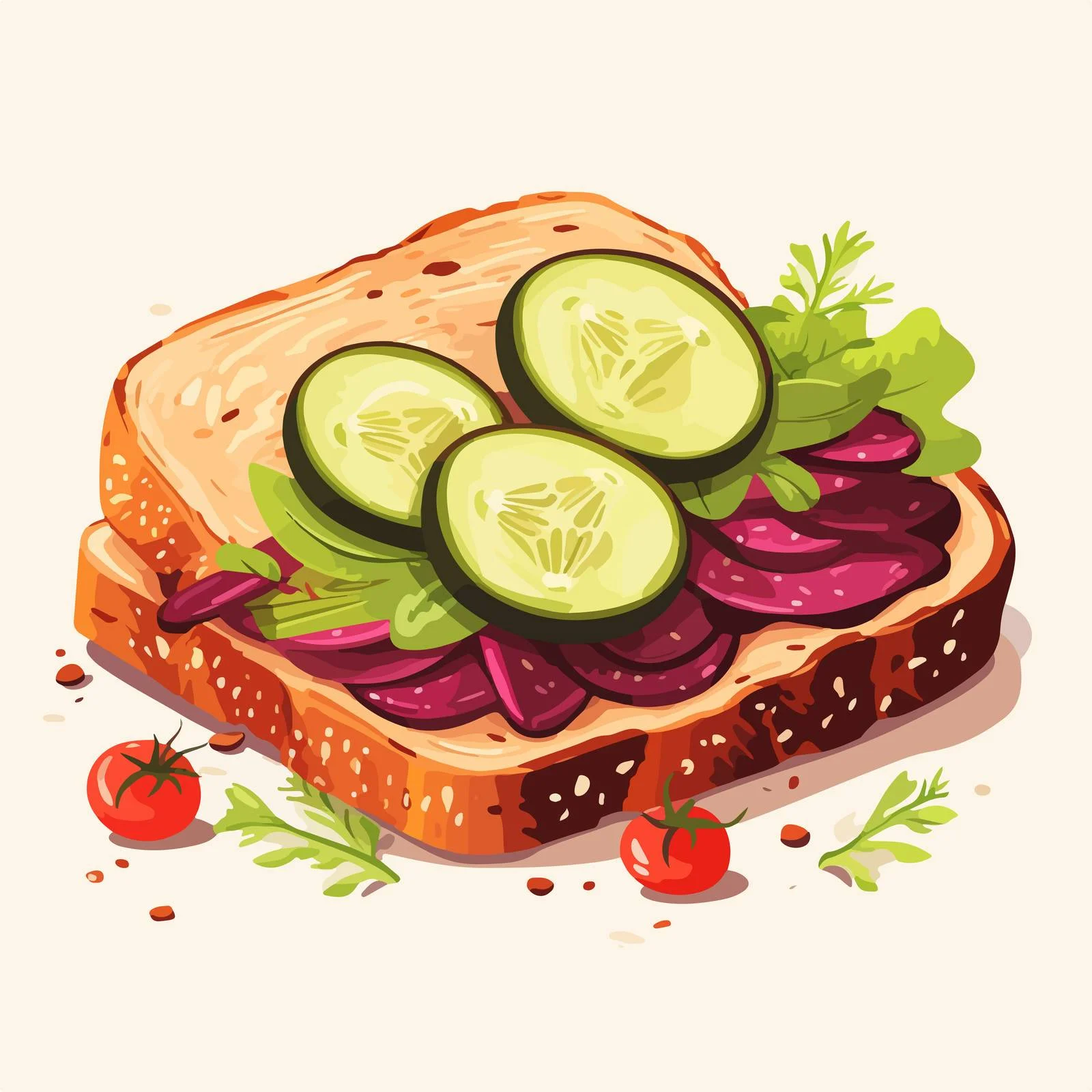 Savory Vegan Vegetable Toast Composition — free download from Dotvec
