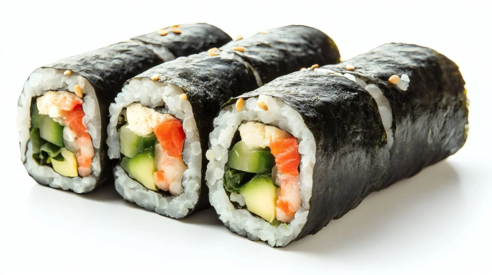 Exquisite Vegan Vegetarian Sushi Rolls on White — free download from Dotvec