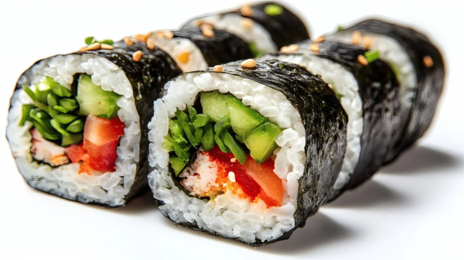 Exquisite Vegan Sushi Rolls on White Background — free download from Dotvec