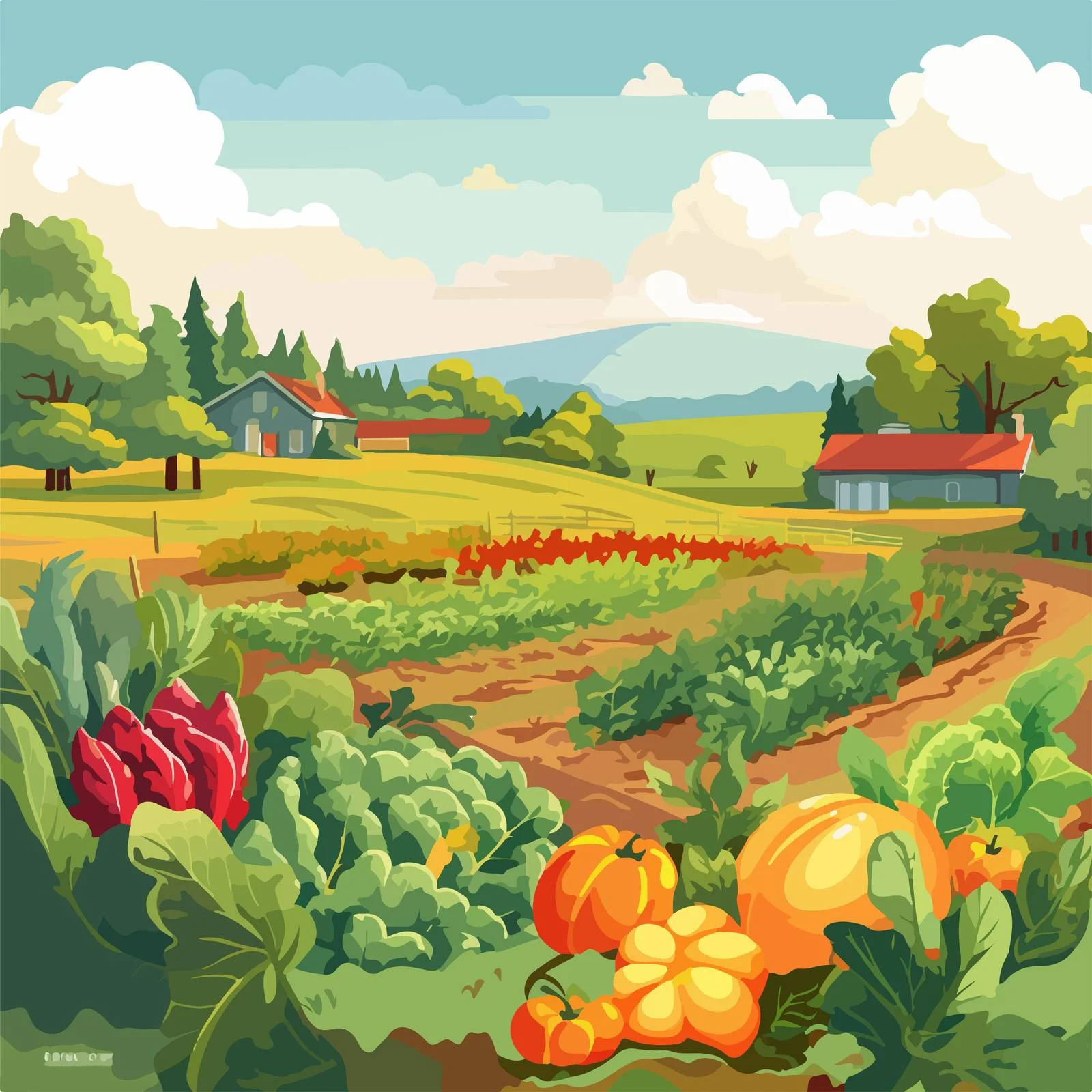 Organic Vegetable Garden with Growing Crops — free download from Dotvec