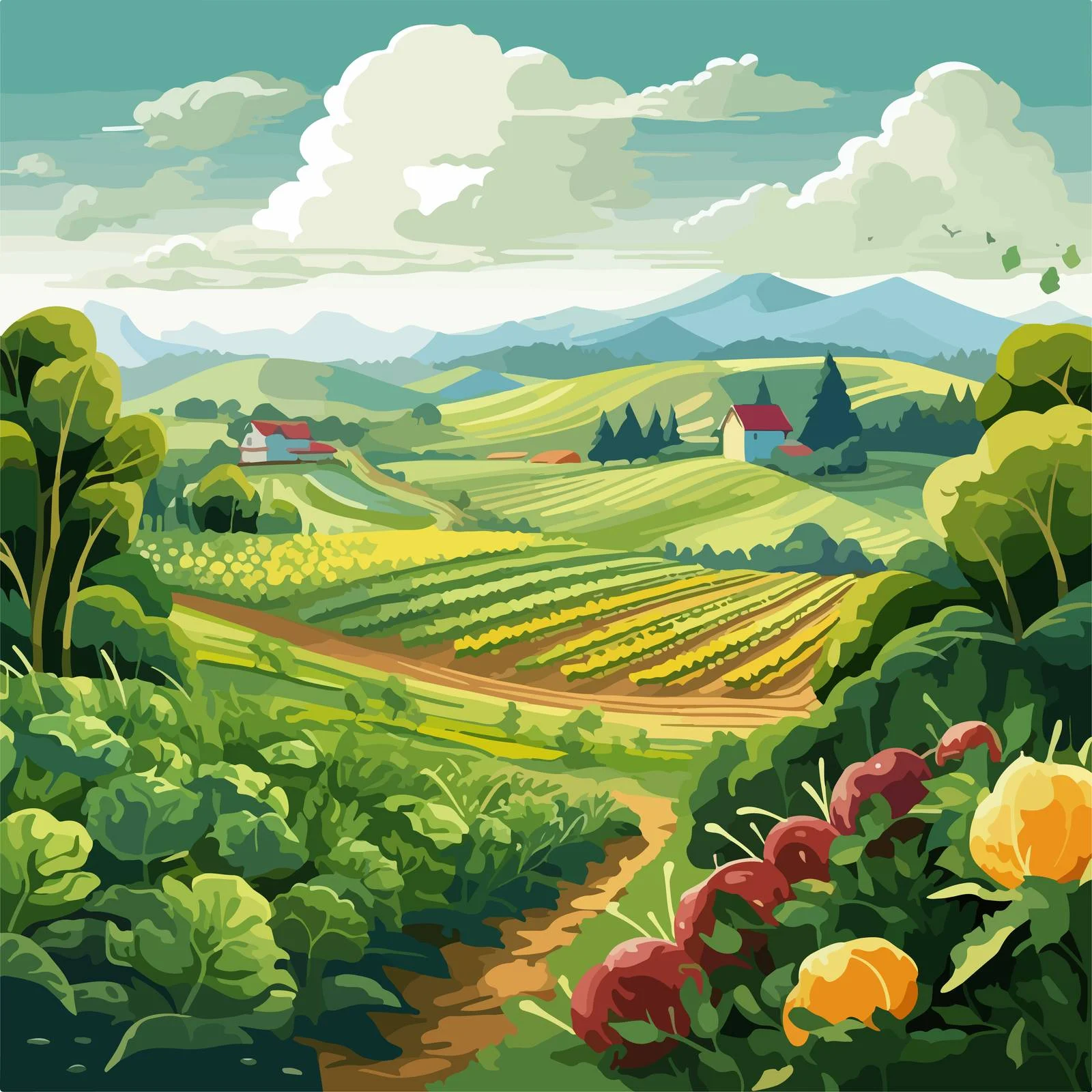 Organic Vegetable Garden Growing on Farm — free download from Dotvec