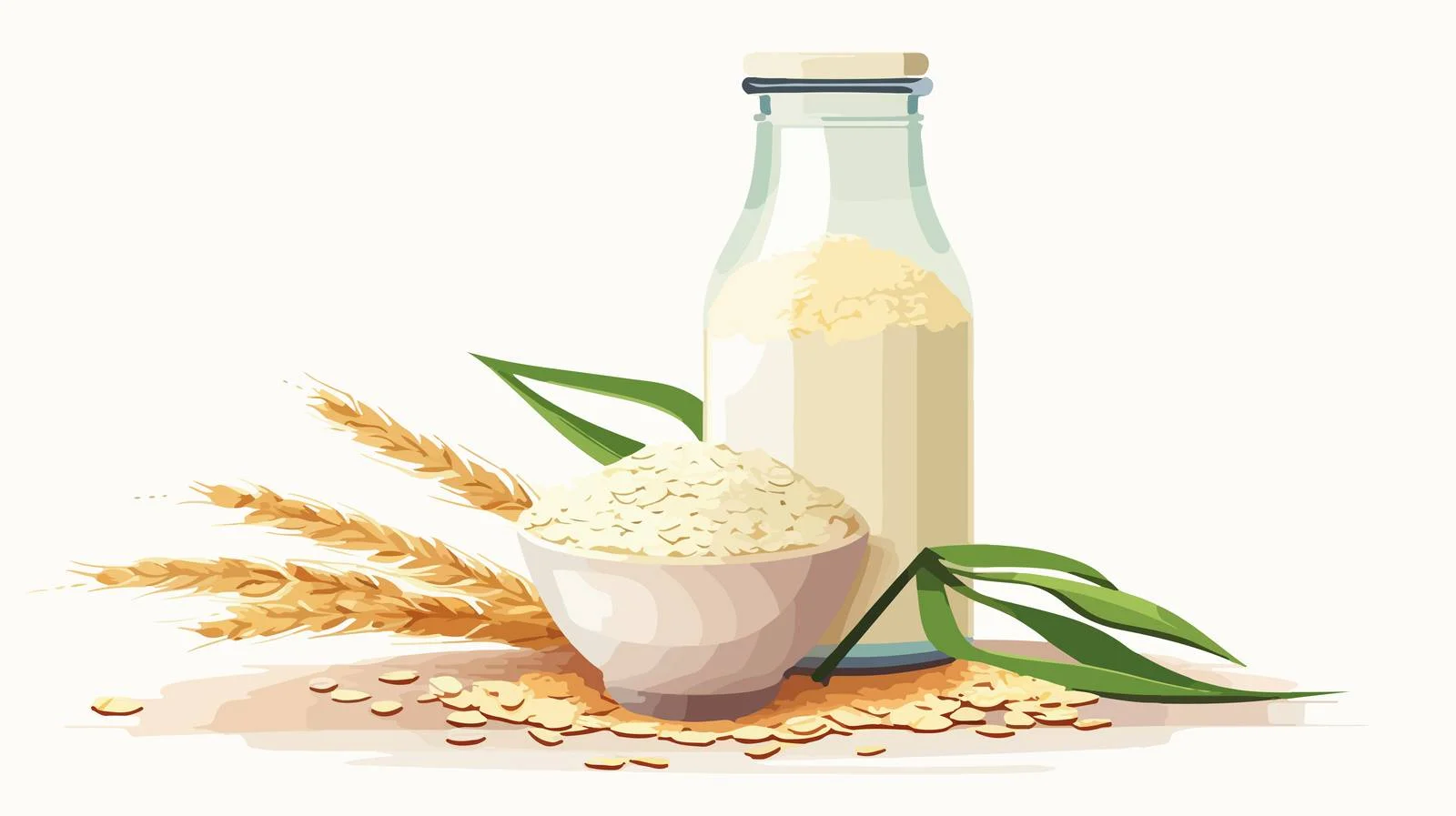Healthy Vegetable Oat Milk in Glass Bottle — free download from Dotvec