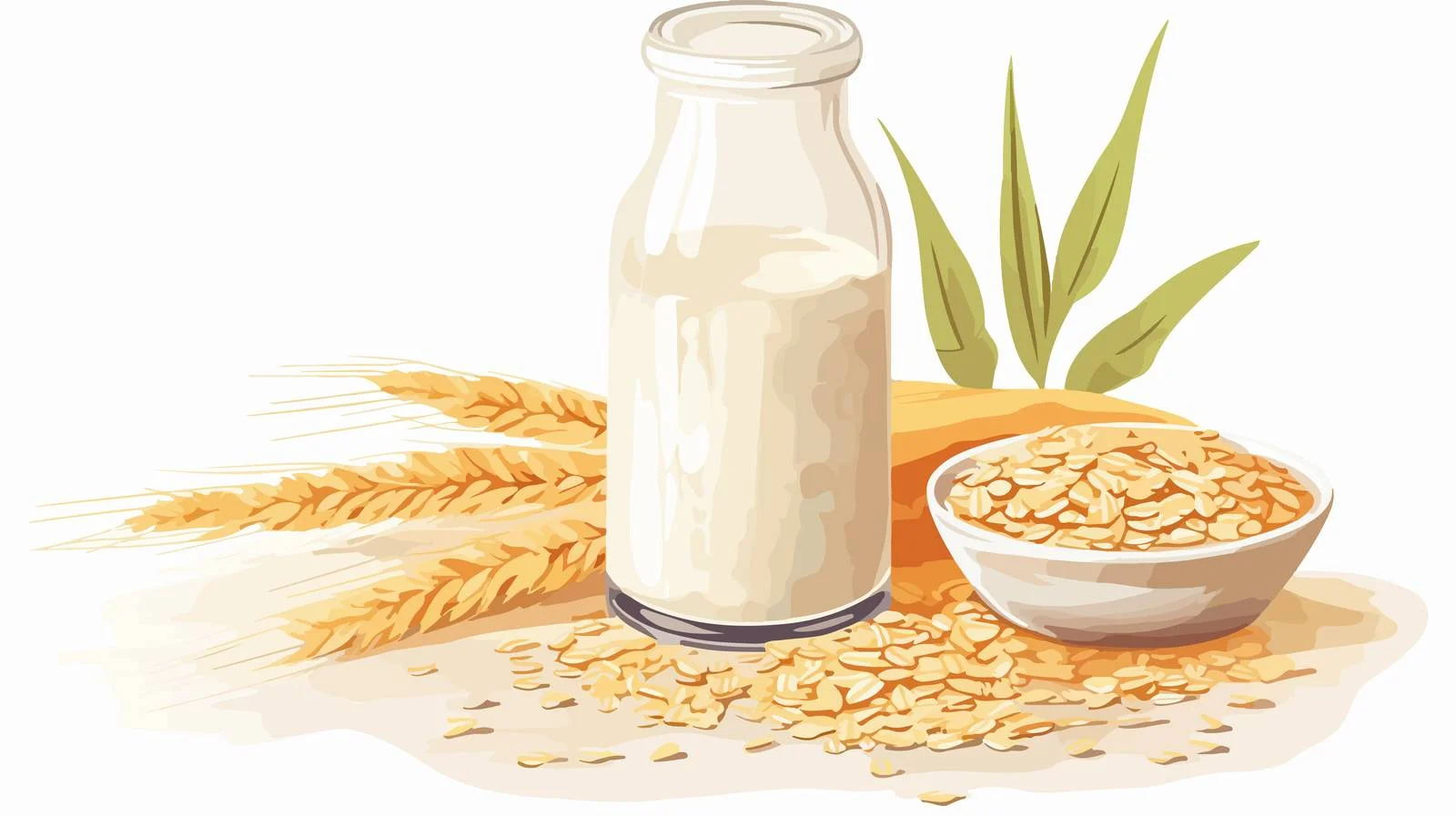 Vegetable Oat Milk Glass Bottle Oat Flakes — free download from Dotvec