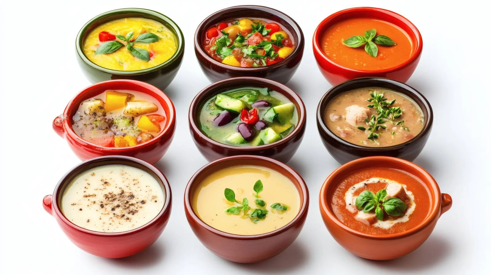 Assorted Vegetable Soup Set on White Background — free download from Dotvec