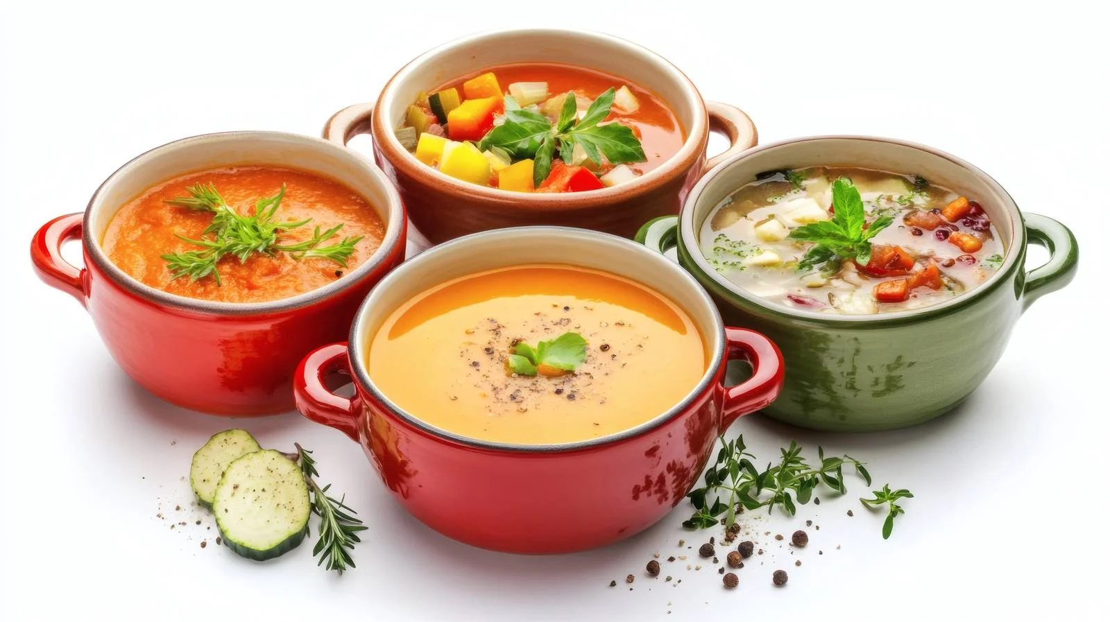 Assorted vegetable soup on white background — free download from Dotvec