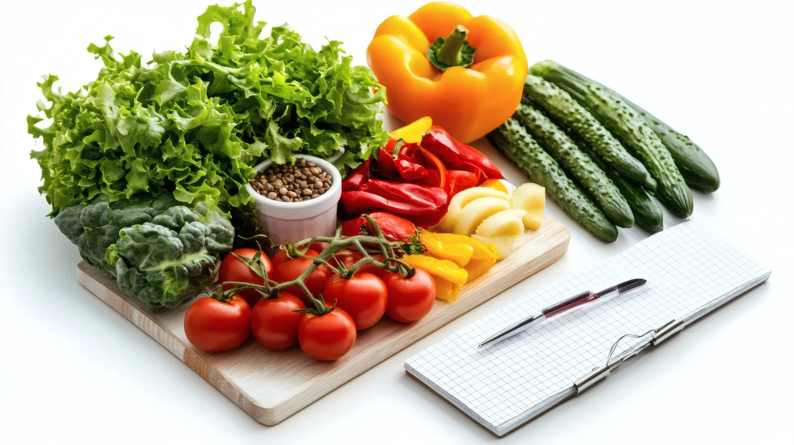 Nutritious Vegetarian Meal Plan on White Background — free download from Dotvec