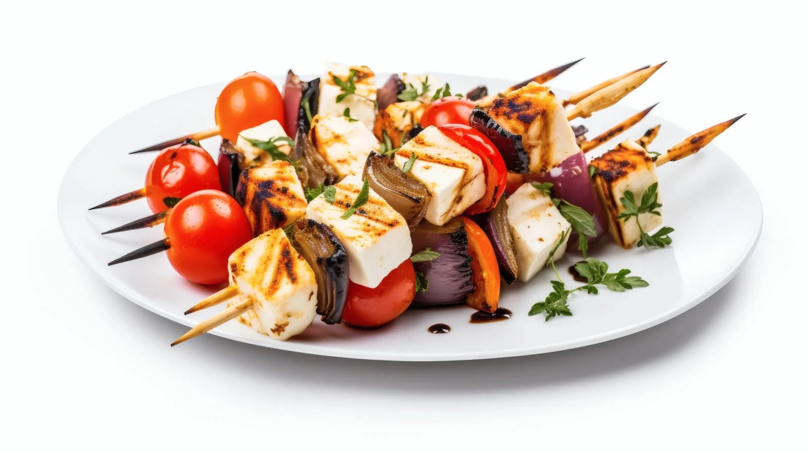 Halloumi Cheese Skewers on White Background — free download from Dotvec