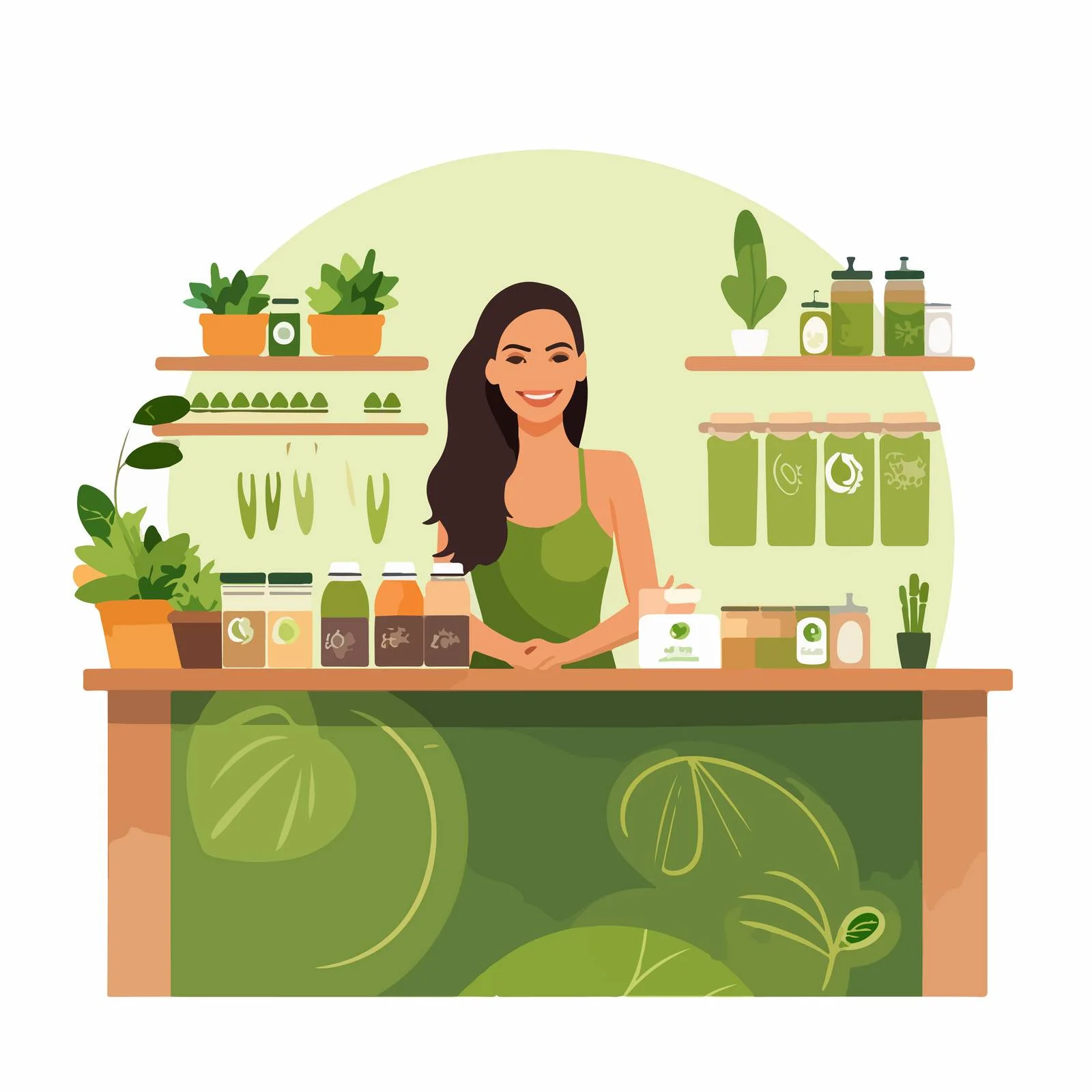 Friendly Vendor at Organic Store Counter — free download from Dotvec