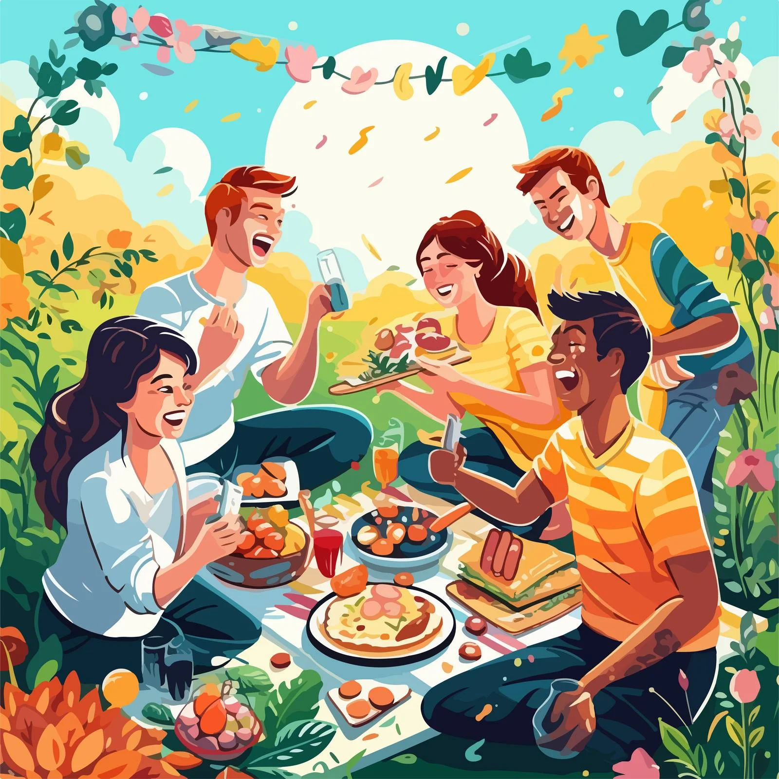 Picnic-themed vertical advertising poster design — free download from Dotvec