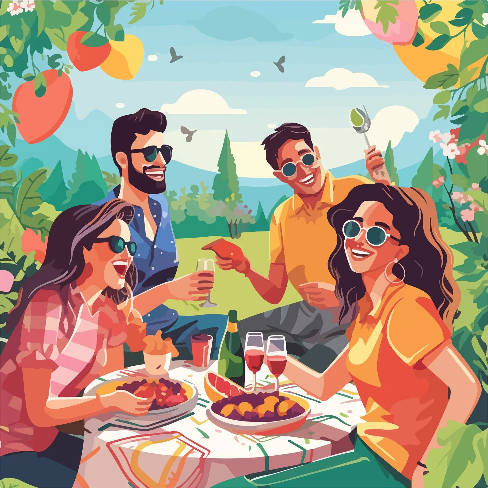 Charming Picnic-Themed Vertical Advertising Poster Design — free download from Dotvec