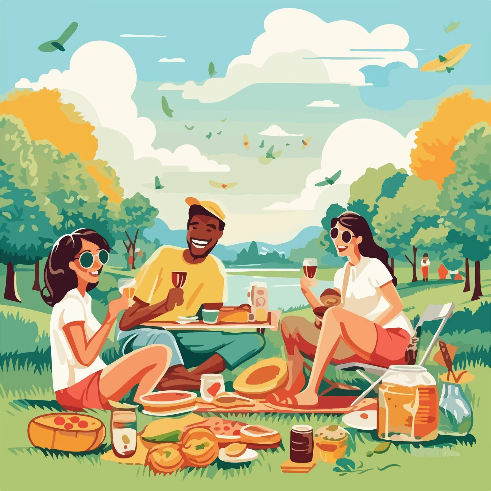 Charming Picnic Themed Vertical Advertising Illustration — free download from Dotvec