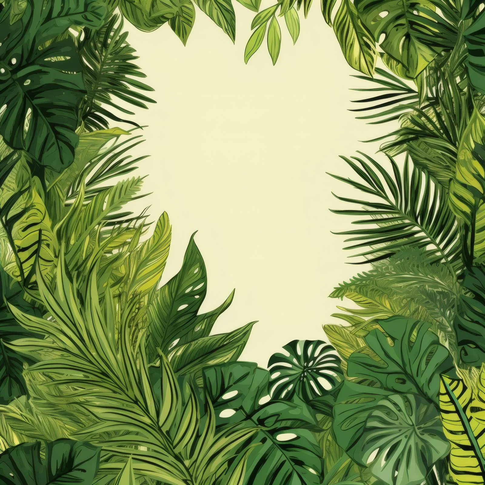 Tropical Jungle Palm Leaf Vertical Border — free download from Dotvec