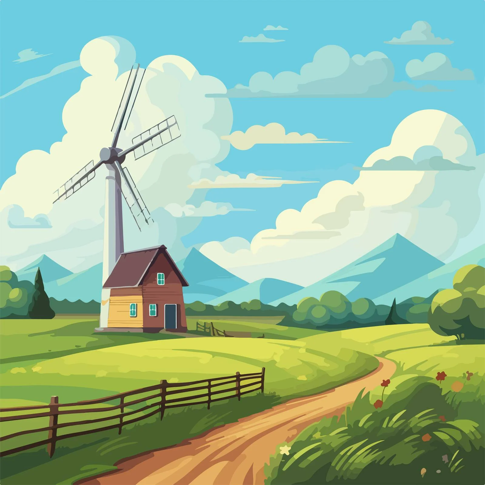 Serene Rural Setting with Farm Structures — free download from Dotvec