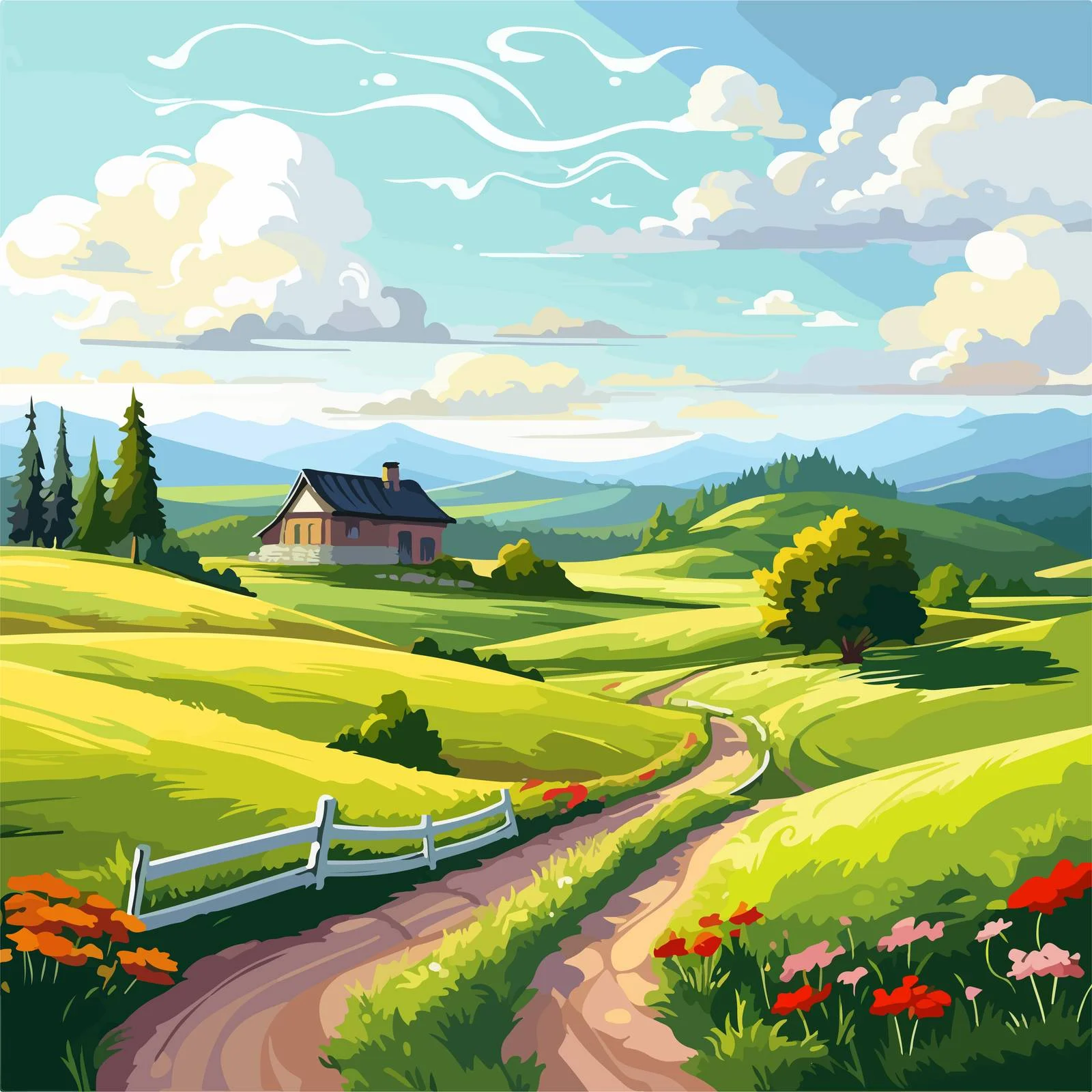 Serene Vertical Farm Building Amid Rural Landscape — free download from Dotvec