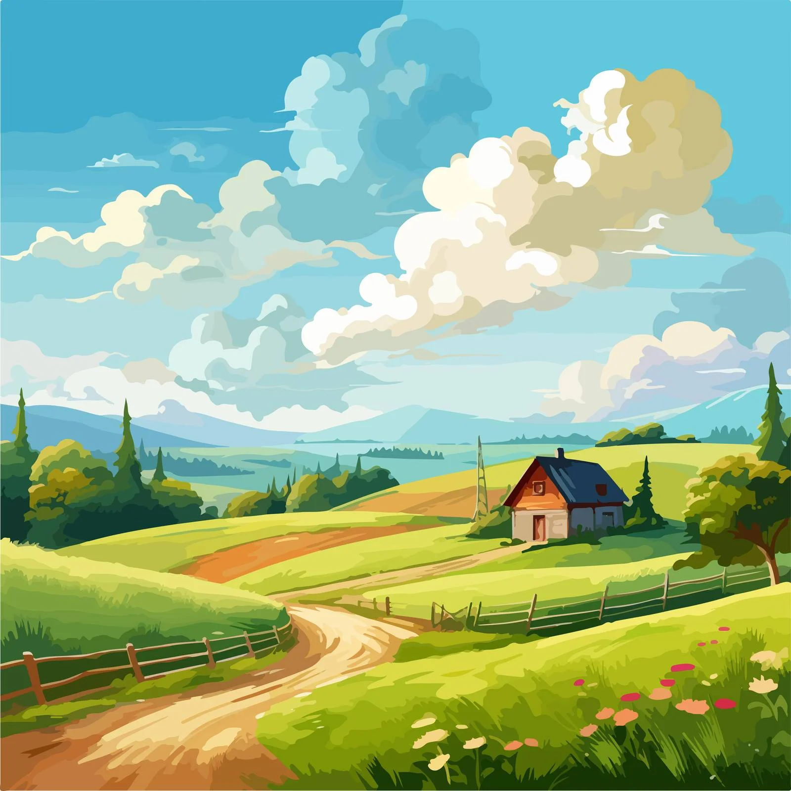 Serene Vertical Countryside Farmstead View — free download from Dotvec