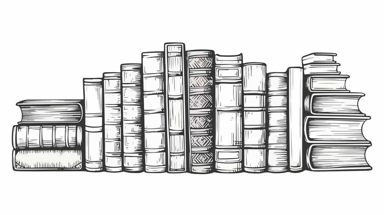 Vintage Books Stack Sketch — free download from Dotvec