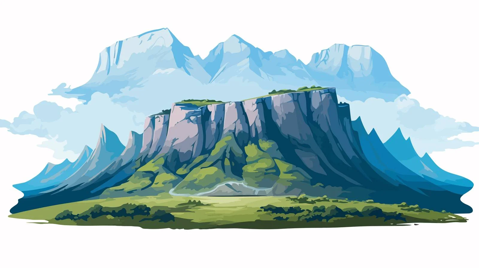 Blue Mountain Cartoon Vector Illustration — free download from Dotvec