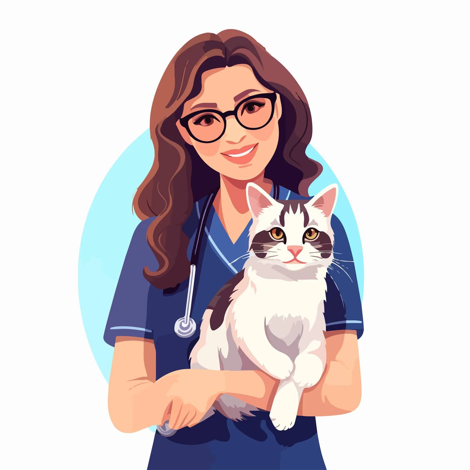 Joyful Veterinarian Holds Cat Patient Closely — free download from Dotvec